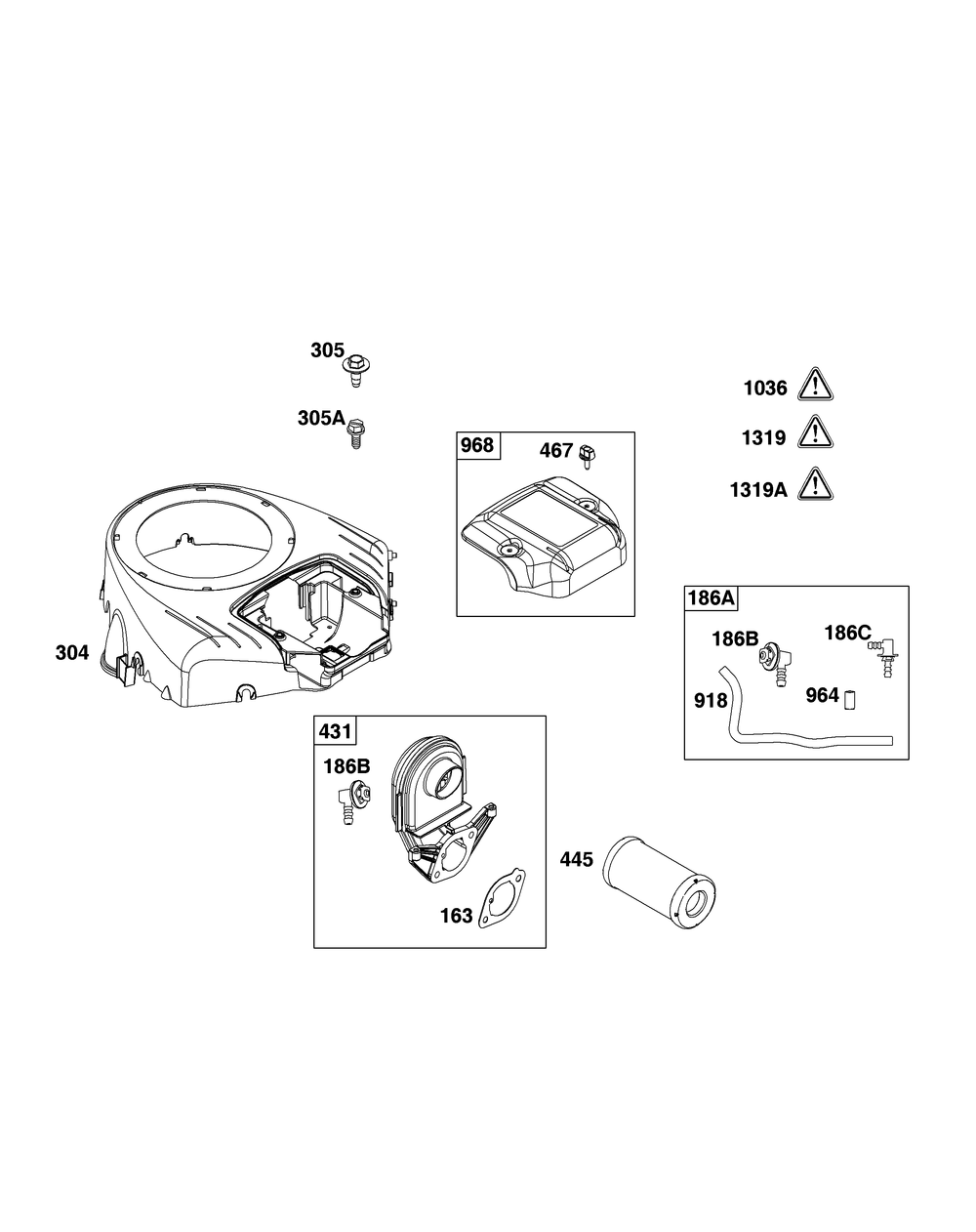 Blower Housing And Air Cleaner Group Diagram and Parts List for 44N677-0062-B5 400000 - 699999 Briggs and Stratton Engine